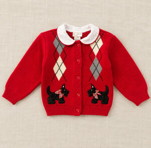 Vintage 1990s Toddler Girls Red Scottie Dog Sweater Cardigan B.T. Kids 2T